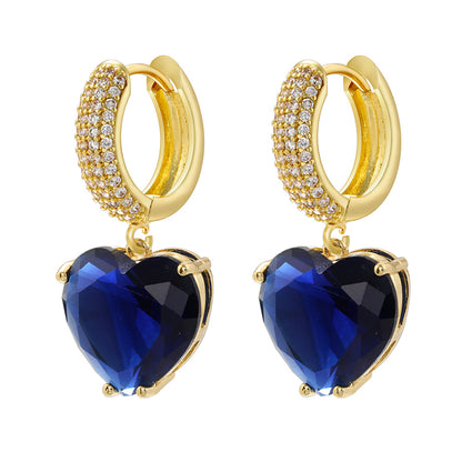 1 Pair Casual Elegant Simple Style Heart Shape Plating Inlay Copper Zircon 18k Gold Plated Drop Earrings