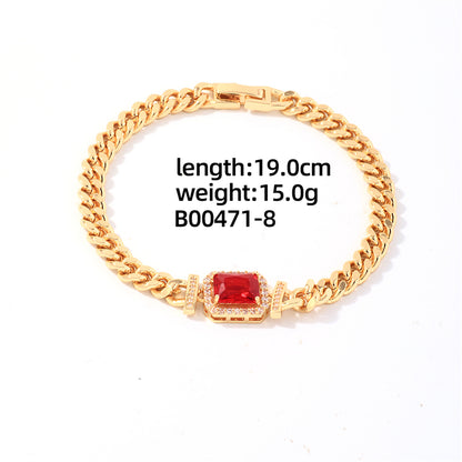 Casual Shiny Square Stainless Steel Copper Plating Inlay Zircon Gold Plated Bracelets