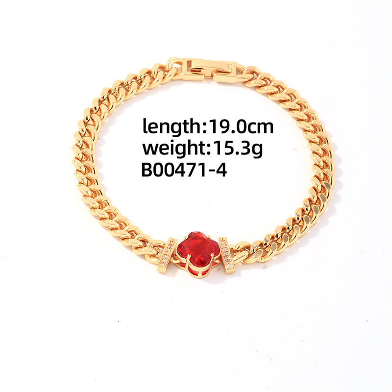 Casual Shiny Four Leaf Clover Water Droplets Heart Shape Stainless Steel Copper Plating Inlay Zircon Gold Plated Bracelets