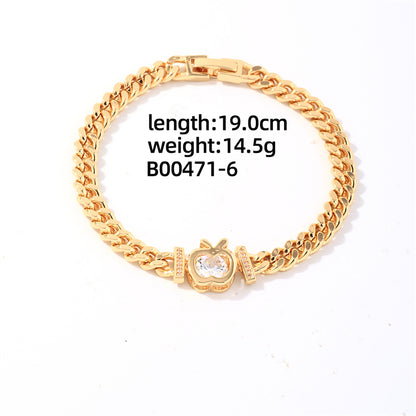 Ig Style Shiny Round Water Droplets Flower Stainless Steel Copper Plating Inlay Zircon Gold Plated Bracelets