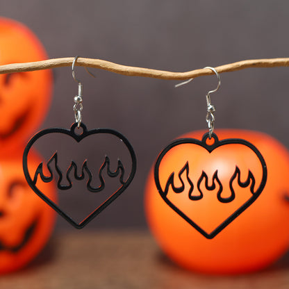 1 Pair Retro Simple Style Flame Heart Shape Arylic Drop Earrings