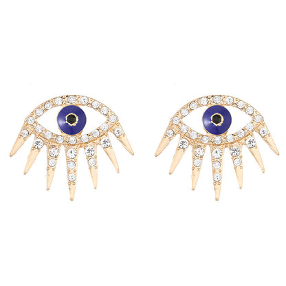 1 Pair Retro Devil's Eye Enamel Plating Inlay Alloy Rhinestones Gold Plated Ear Studs