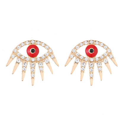 1 Pair Retro Devil's Eye Enamel Plating Inlay Alloy Rhinestones Gold Plated Ear Studs