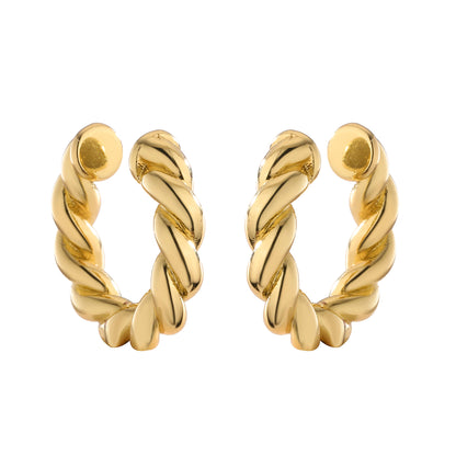 1 Pair Ig Style French Style Simple Style Leaves Twist Plating Inlay Copper Zircon 18k Gold Plated Ear Cuffs