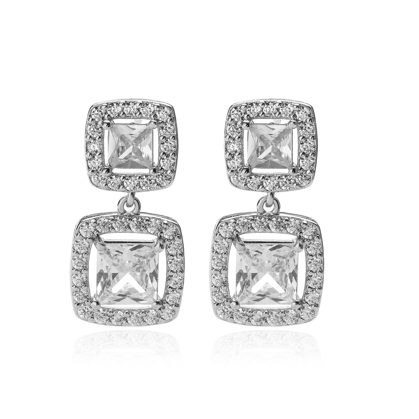 1 Pair Elegant Lady Square Plating Inlay Copper Zircon 18k Gold Plated Drop Earrings