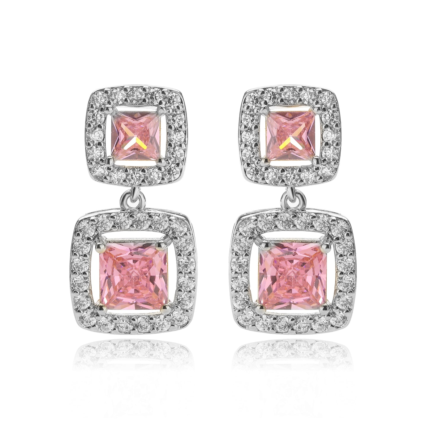 1 Pair Elegant Lady Square Plating Inlay Copper Zircon 18k Gold Plated Drop Earrings