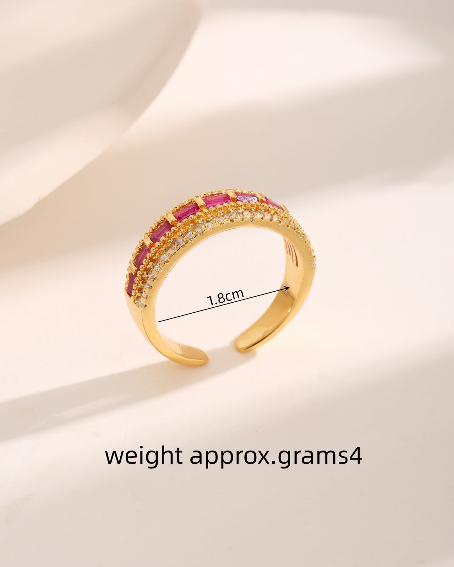 Luxurious Sweet Commute Rectangle Copper Criss Cross Plating Inlay Zircon 18k Gold Plated Open Rings