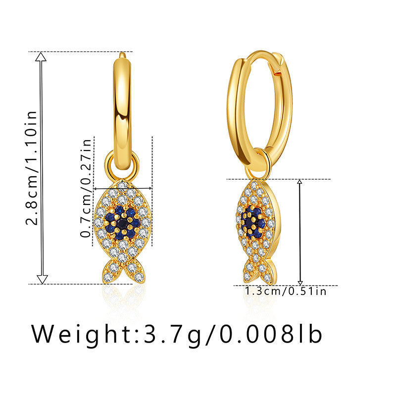 1 Pair Simple Style Cat Inlay Copper Zircon Earrings