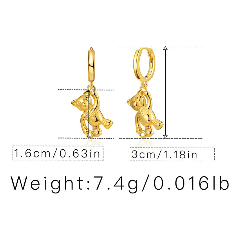 1 Pair Simple Style Cat Inlay Copper Zircon Earrings