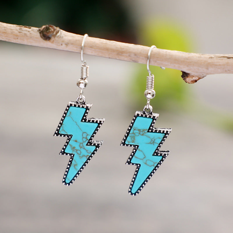 1 Pair Retro Lightning Alloy Drop Earrings