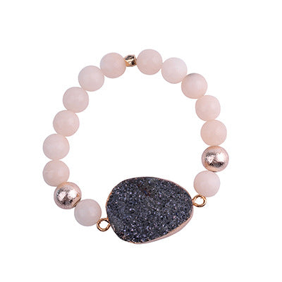 Elegant Geometric Solid Color Natural Stone Vug Stone Inlay Gem Bracelets