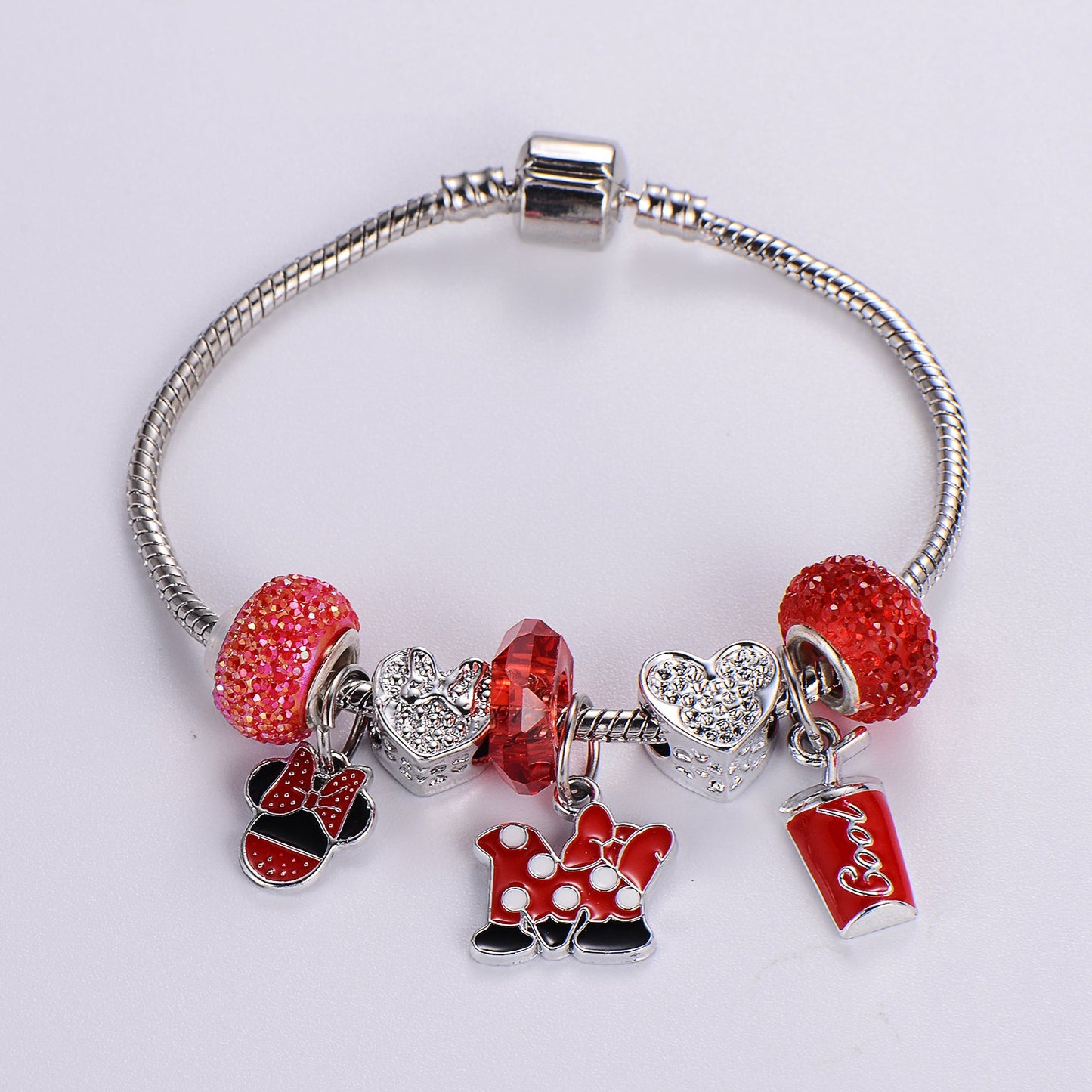 Sweet Classic Style Rabbit Heart Shape Elephant Stainless Steel Alloy Epoxy Inlay Rhinestones Bangle