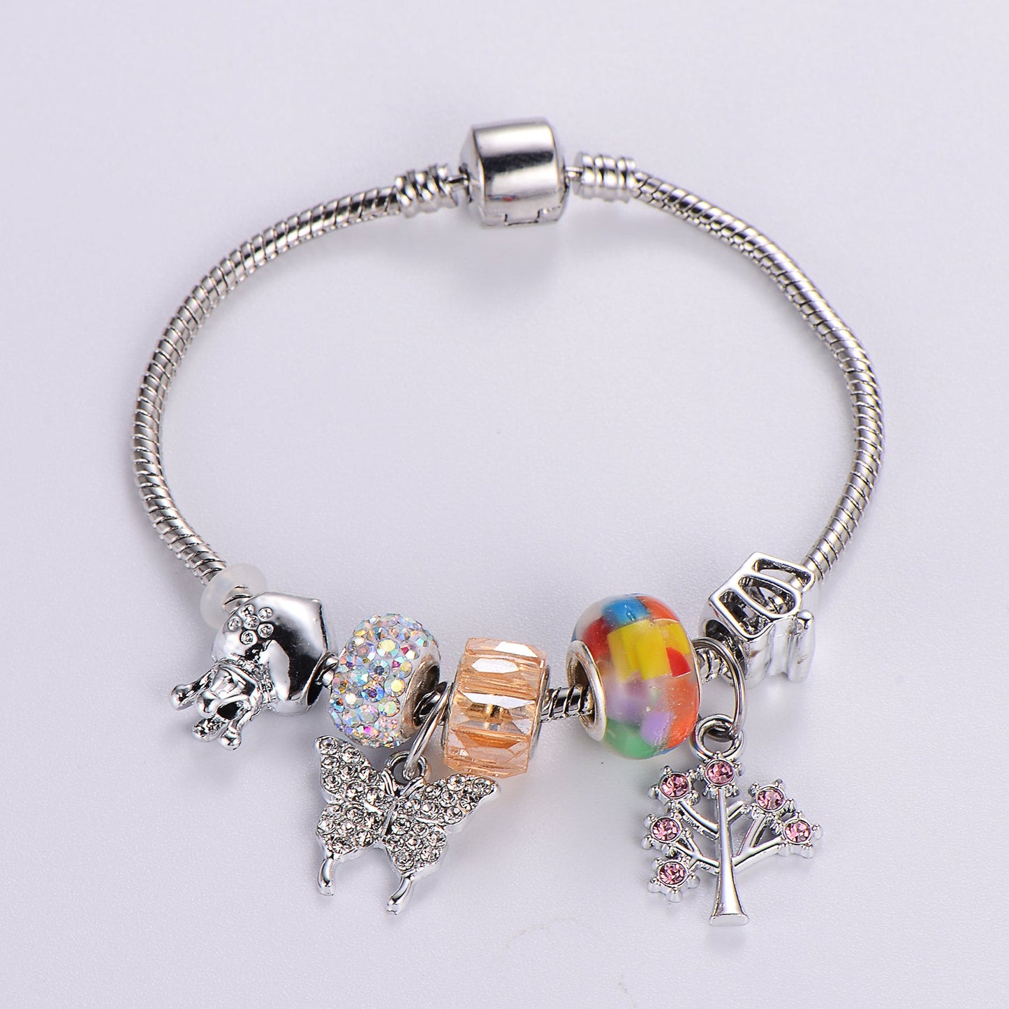 Sweet Classic Style Rabbit Heart Shape Elephant Stainless Steel Alloy Epoxy Inlay Rhinestones Bangle