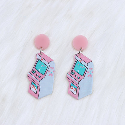 Wholesale Jewelry Sweet Heart Shape Rubik's Cube Arylic Drop Earrings