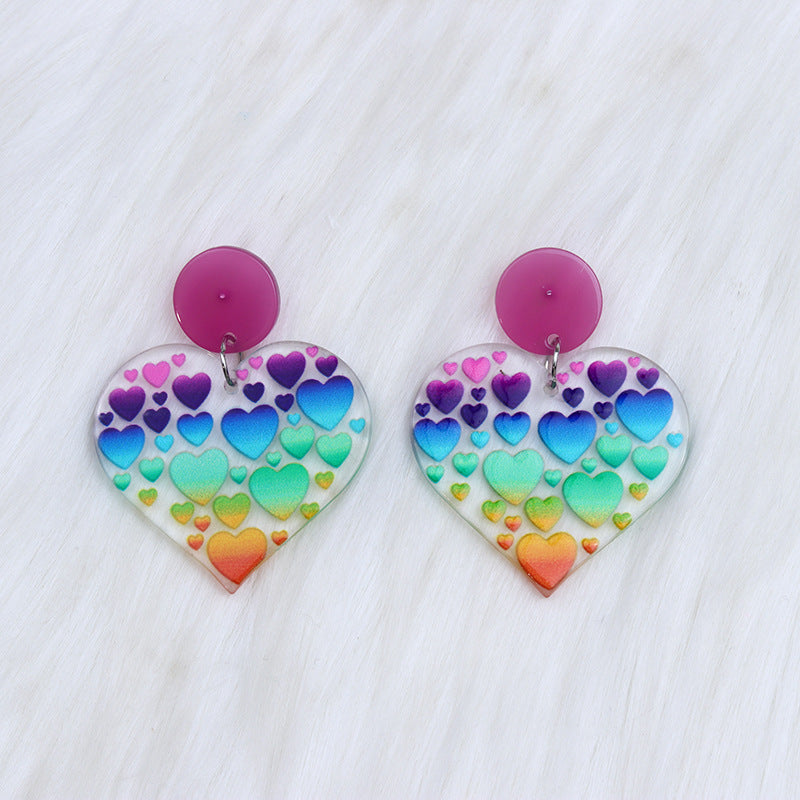 Wholesale Jewelry Sweet Heart Shape Rubik's Cube Arylic Drop Earrings