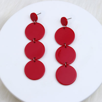 Wholesale Jewelry Simple Style Round Solid Color Arylic Patchwork Drop Earrings