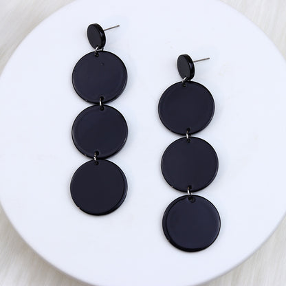 Wholesale Jewelry Simple Style Round Solid Color Arylic Patchwork Drop Earrings