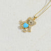 Cute Bear Heart Shape Copper Plating Inlay Zircon 14k Gold Plated Pendant Necklace