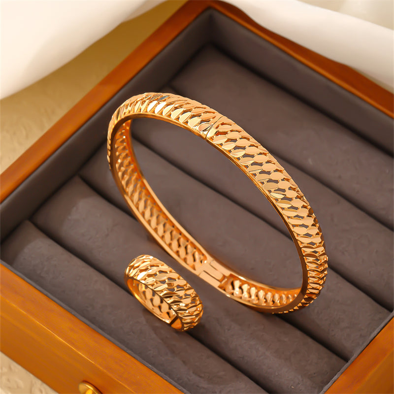 Casual Elegant Vintage Style Geometric Round Copper Plating Inlay Zircon Gold Plated Rings Bracelets