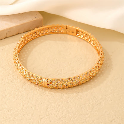 Casual Elegant Vintage Style Geometric Round Copper Plating Inlay Zircon Gold Plated Rings Bracelets