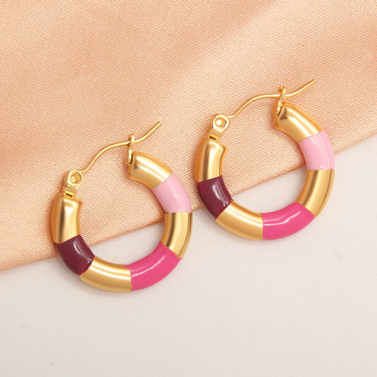 1 Pair Ig Style Simple Style Round Plating Stainless Steel Gold Plated Earrings