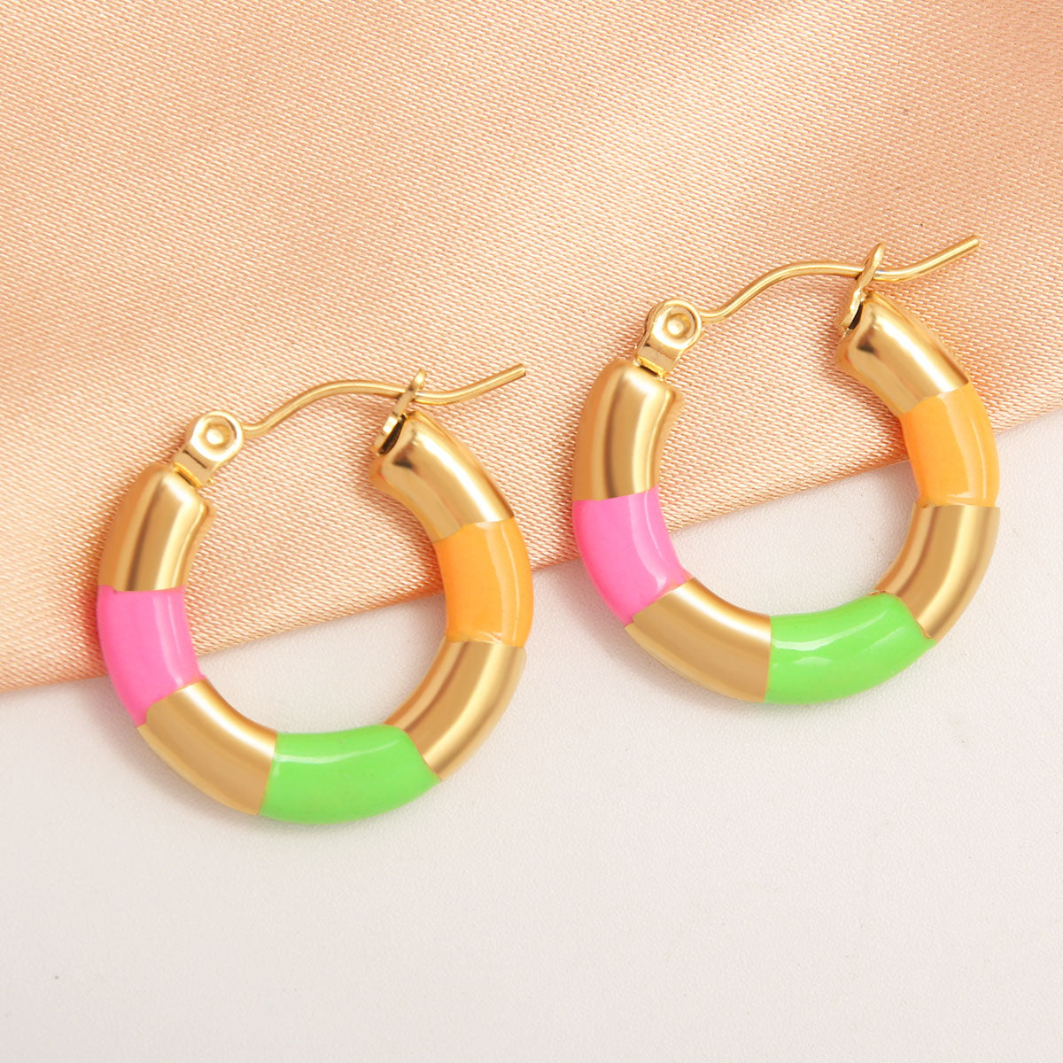 1 Pair Ig Style Simple Style Round Plating Stainless Steel Gold Plated Earrings