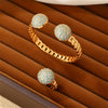 Casual Elegant Glam Geometric Round Copper Plating Inlay Zircon Gold Plated Rings Bracelets