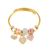 Novelty Heart Shape Alloy Titanium Steel Inlay Zircon Bangle