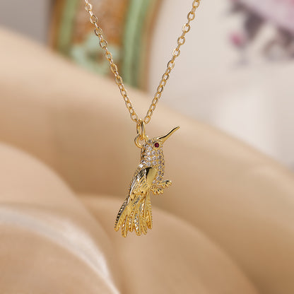 Simple Style Commute Bird Copper Plating Inlay Zircon 18k Gold Plated Pendant Necklace