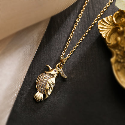 Simple Style Commute Bird Copper Plating Inlay Zircon 18k Gold Plated Pendant Necklace