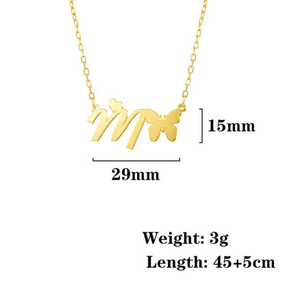 Simple Style Letter Stainless Steel Titanium Steel Plating Gold Plated Pendant Necklace