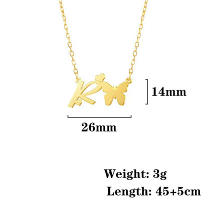 Simple Style Letter Stainless Steel Titanium Steel Plating Gold Plated Pendant Necklace