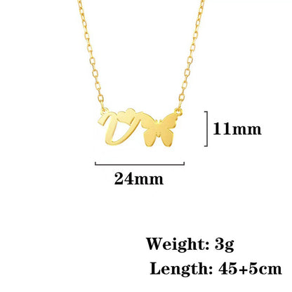 Simple Style Letter Stainless Steel Titanium Steel Plating Gold Plated Pendant Necklace