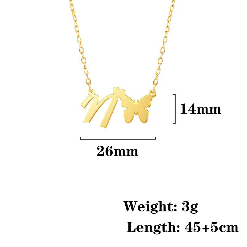 Simple Style Letter Stainless Steel Titanium Steel Plating Gold Plated Pendant Necklace