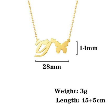 Simple Style Letter Stainless Steel Titanium Steel Plating Gold Plated Pendant Necklace