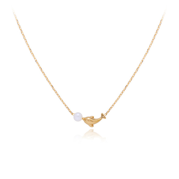 Elegant Lady Dolphin Titanium Steel Necklace In Bulk