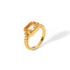 Retro Twist Stainless Steel Polishing Plating Inlay Zircon 18k Gold Plated Rings