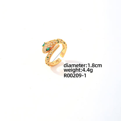 Glam Snake Copper Plating Inlay Zircon Gold Plated Jewelry Set