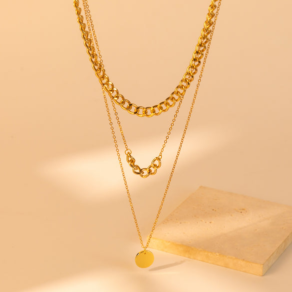 Casual Round Copper Gold Plated Layered Necklaces In Bulk