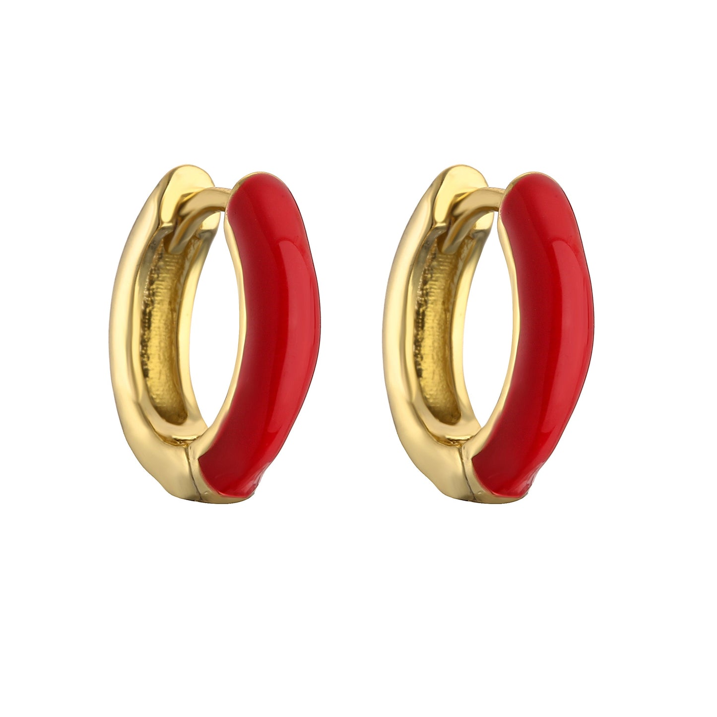 1 Pair Elegant C Shape Enamel Copper 18k Gold Plated Earrings