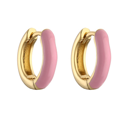 1 Pair Elegant C Shape Enamel Copper 18k Gold Plated Earrings