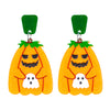 1 Pair Cartoon Style Cute Funny Pumpkin Printing Arylic Drop Earrings