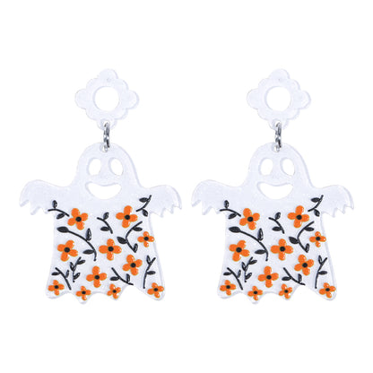 1 Pair Cartoon Style Cute Funny Pumpkin Printing Arylic Drop Earrings