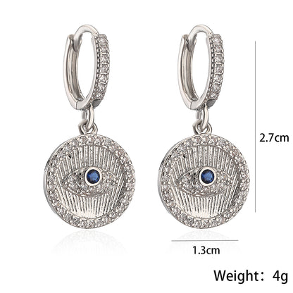 1 Pair Simple Style Commute Devil's Eye Plating Inlay Copper Zircon 18k Gold Plated Drop Earrings