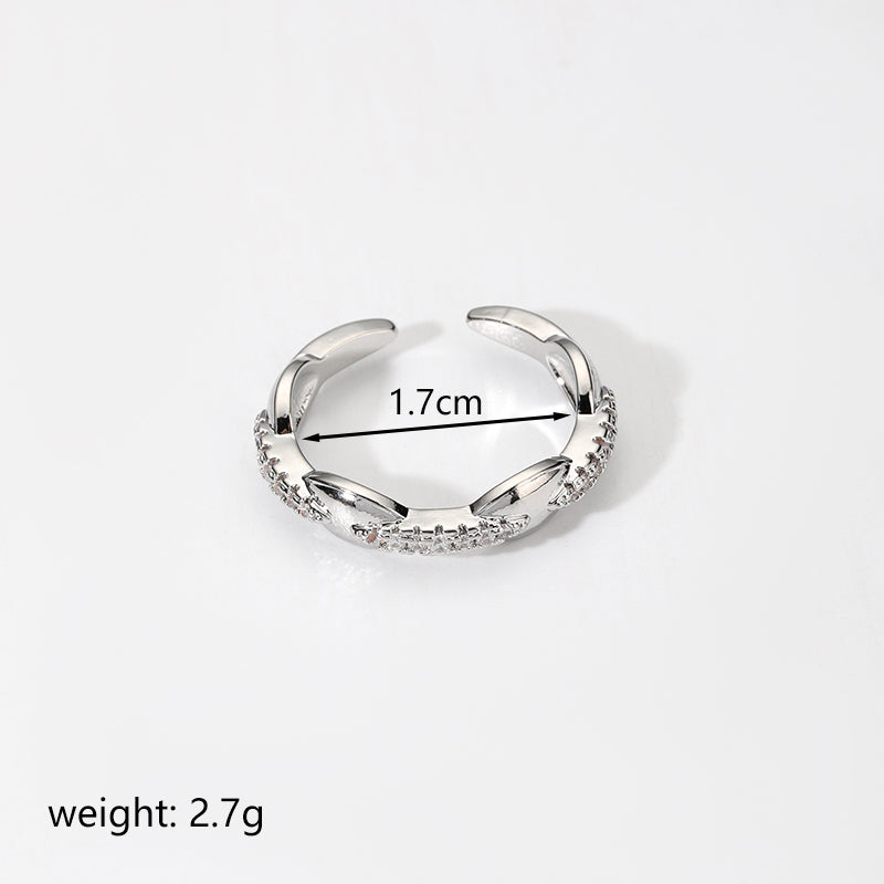 Elegant Lady Heart Shape Crown Copper Inlay Zircon Open Rings