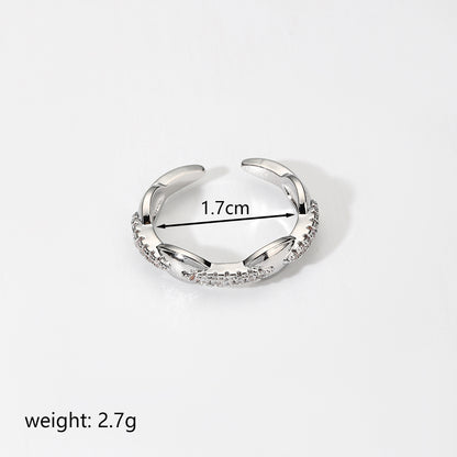 Elegant Lady Heart Shape Crown Copper Inlay Zircon Open Rings