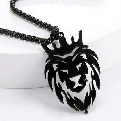 Vintage Style Punk Simple Style Lion Stainless Steel Titanium Steel Plating Men'S Pendant Necklace