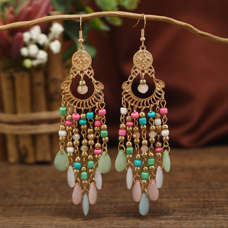 1 Pair Vacation Beach Tassel Alloy Drop Earrings