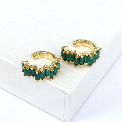 1 Pair Hip-hop Vintage Style Semicircle Plating Inlay Copper Zircon Gold Plated Ear Cuffs