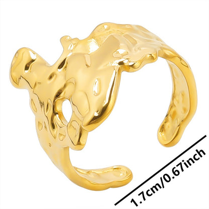 Retro Solid Color Stainless Steel Plating Gold Plated Rings